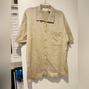 LIZ CLAIBORNE Beige Knit Collar Shirt
